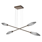 Rock Crystal Moda Linear Chandelier - Flat Bronze / Chilled Smoke