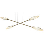 Rock Crystal Moda Linear Chandelier - Gilded Brass / Chilled Amber