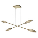 Rock Crystal Moda Linear Chandelier - Gilded Brass / Chilled Bronze