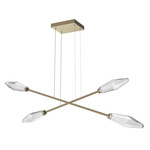 Rock Crystal Moda Linear Chandelier - Gilded Brass / Chilled Clear