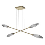 Rock Crystal Moda Linear Chandelier - Gilded Brass / Chilled Smoke