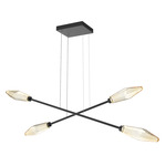 Rock Crystal Moda Linear Chandelier - Matte Black / Chilled Amber