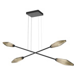 Rock Crystal Moda Linear Chandelier - Matte Black / Chilled Bronze