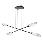 Rock Crystal Moda Linear Chandelier - Matte Black / Chilled Clear