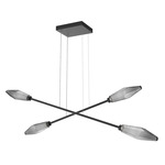 Rock Crystal Moda Linear Chandelier - Matte Black / Chilled Smoke