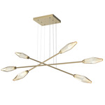 Rock Crystal Moda Linear Chandelier - Gilded Brass / Chilled Amber