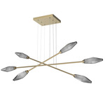 Rock Crystal Moda Linear Chandelier - Gilded Brass / Chilled Smoke