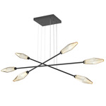 Rock Crystal Moda Linear Chandelier - Matte Black / Chilled Amber