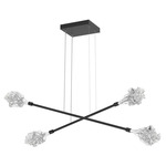 Blossom Moda Linear Chandelier - Matte Black / Clear