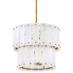 Simone Convertible Chandelier - Burnished Gold / Alabaster