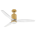 Facet Dual Mount Smart Ceiling Fan with Light - Heritage Brass / Clear