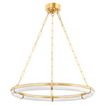 Sennett Chandelier - Aged Brass / White