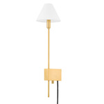 Teaneck Plug-In Wall Sconce - Aged Brass / White