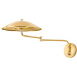 Brockville Swing Arm Wall Sconce - Aged Brass / White
