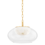 Moore Pendant - Aged Brass/ Clear / Alabaster
