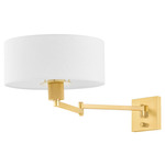 Sammy Swing Arm Wall Sconce - Aged Brass / White