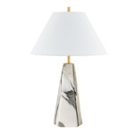 Benicia Table Lamp - Arabescato Corchia Marble / White