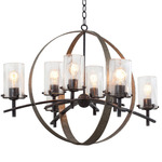 Irvine Chandelier - Vintage Iron / Clear