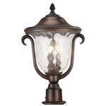 Santa Barbara Outdoor Post Light with Round Base - Burnished Bronze / Clear Seedy