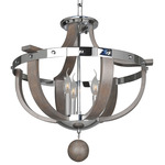 Sharlow Semi Flush Ceiling Light - Polished Chrome / Light Wood