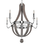 Sharlow Chandelier - Polished Chrome / Light Wood