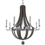 Sharlow Chandelier - Polished Chrome / Light Wood