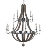 Sharlow 2 Tier Chandelier - Polished Chrome / Light Wood