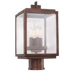 Chester Outdoor Post / Pier Light with Round Fitter - Copper Patina / Clear Beveled