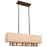 Hudson Linear Pendant - Antique Bronze / Antique Gold / Beige