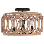 Tablas Semi Flush Ceiling Light - Matte Black / Rattan