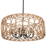 Tablas Pendant - Matte Black / Rattan