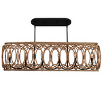 Tablas Linear Pendant - Matte Black / Rattan