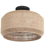 Cebu Semi Flush Ceiling Light - Matte Black / Natural