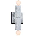 Quadra Wall Sconce - Matte Black / White Marble