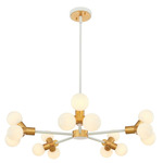 Tres Chandelier - White / New Brass / Opaque White