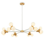 Tres Chandelier - White / New Brass / Opaque White