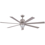 Sixty-Seven Ceiling Fan with Light - Satin Nickel / Silver