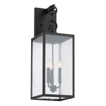 Lahden Outdoor Wall Sconce - Black / Clear Seeded
