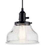 Avery Bell Pendant - Black / Clear Seeded