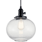 Avery Fish Bowl Pendant - Black / Clear Seeded