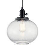 Avery Globe Pendant - Black / Clear Seeded