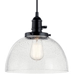 Avery Dome Pendant - Black / Clear Seeded