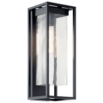 Mercer Outdoor Wall Sconce - Black with Silver Highlights / Clear Seeded