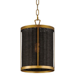 Rattan Pendant - Natural Aged Brass / Black Rattan