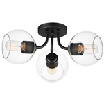 Knox Semi Flush Ceiling Light - Black / Clear