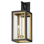 Neoclass Outdoor Black Wall Light - Black / Gold / Clear
