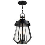 Mariner Outdoor Pendant - Black / Antique Brass / Clear Seedy