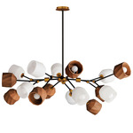 Akimbo Pendant - Dark Bronze / Antique Brass / White Glass / Walnut