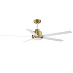 Daisy Ceiling Fan with Light - White / Natural Aged Brass / White