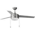 Trio Ceiling Fan with Light - Satin Nickel / Satin Nickel / Black